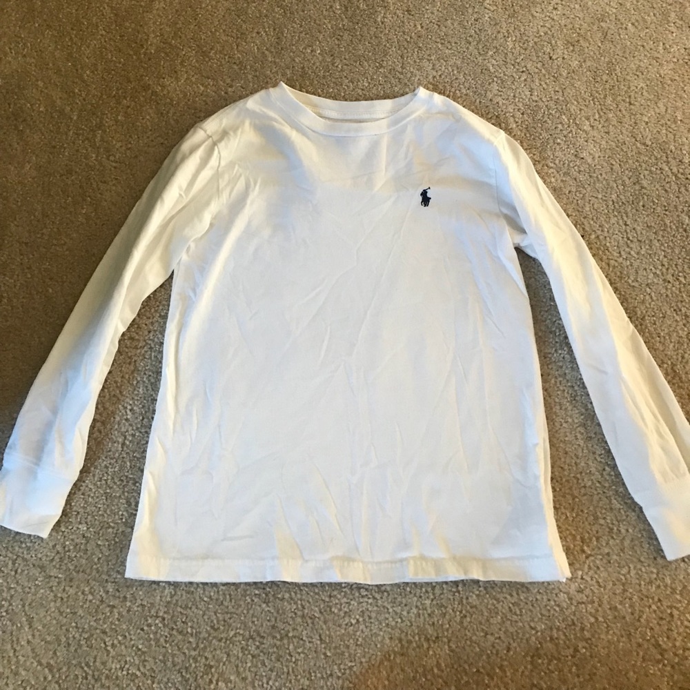 Boys White Ralph Lauren Polo Long Sleeve Shirt
